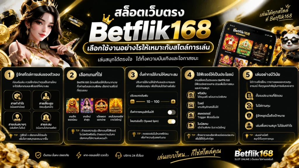 สล็อตเว็บตรง Betflik168 เลือกใช้งานอย่างไรให้เหมาะกับสไตล์การเล่น